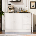 GDFStudio Caroline 89.7" Wooden Sideboard with Extendable Table and Storage, White