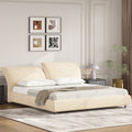 Christopher Knight Home Modern Fabric Upholstered Bed with Adjustable Cushion Headboard & Wood Slat Support