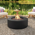 GDFStudio Betsy 38.2" MGO Outdoor Propane Fire Pit with Faux Stone Finish, Black