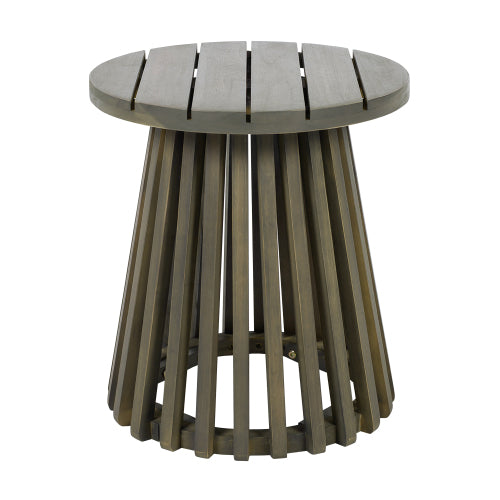 Christopher Knight Home Sabine Rustic Patio Acacia Wood Round Coffee Table, Gray