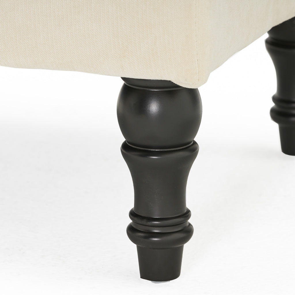 Christopher Knight Home Rectangular Tufted Pillow-Top Ottoman with Birchwood Frame & Turned Legs