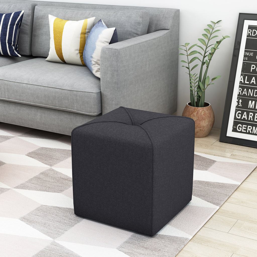 Christopher Knight Home Cube Ottoman – Compact Polyester Fabric Footrest & Seat