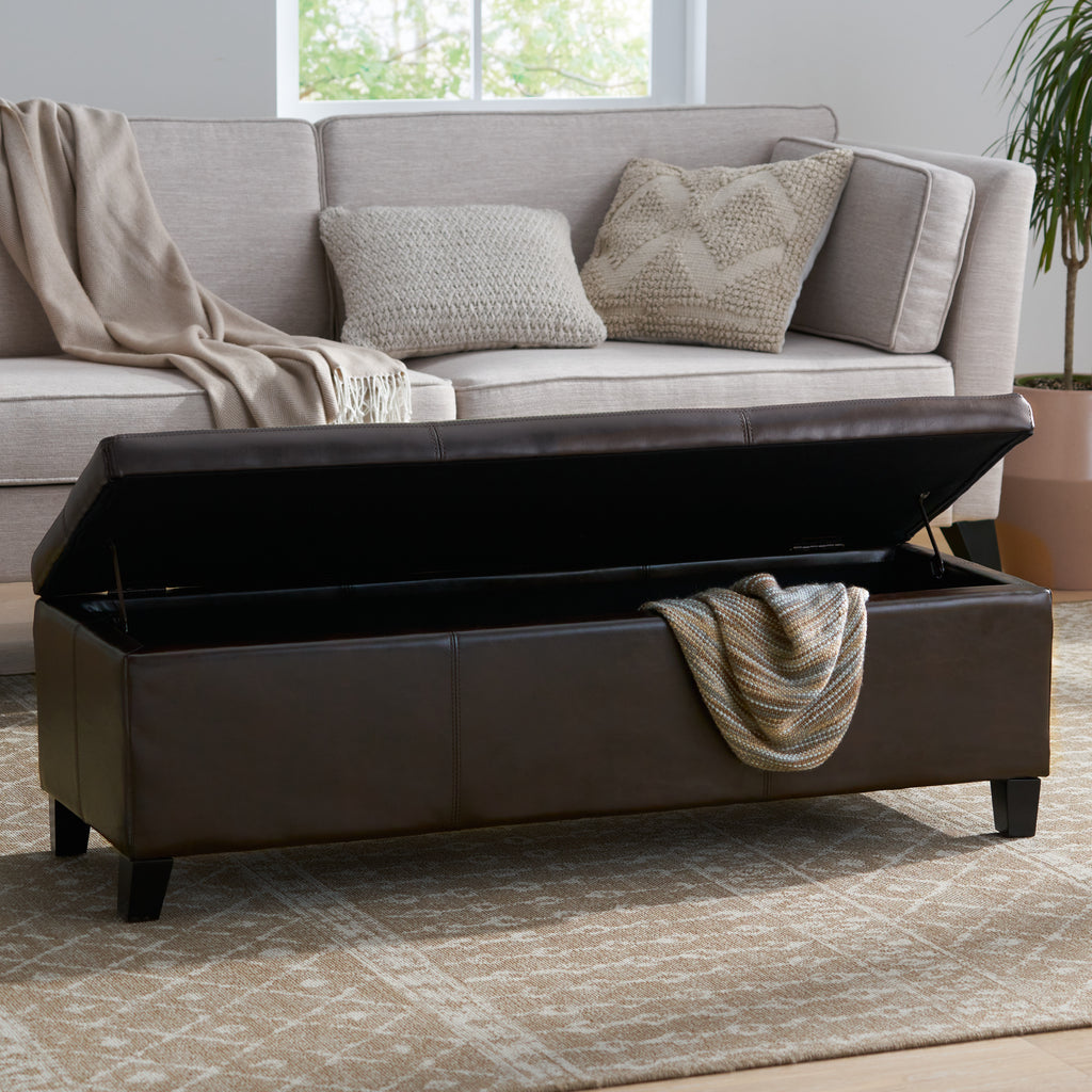 Christopher Knight Home 50" Faux Leather Tufted Storage Ottoman Bench with Hidden Storage