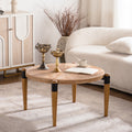 GDFStudio Drex Rustic Wooden Round Coffee Table, Natural Wood