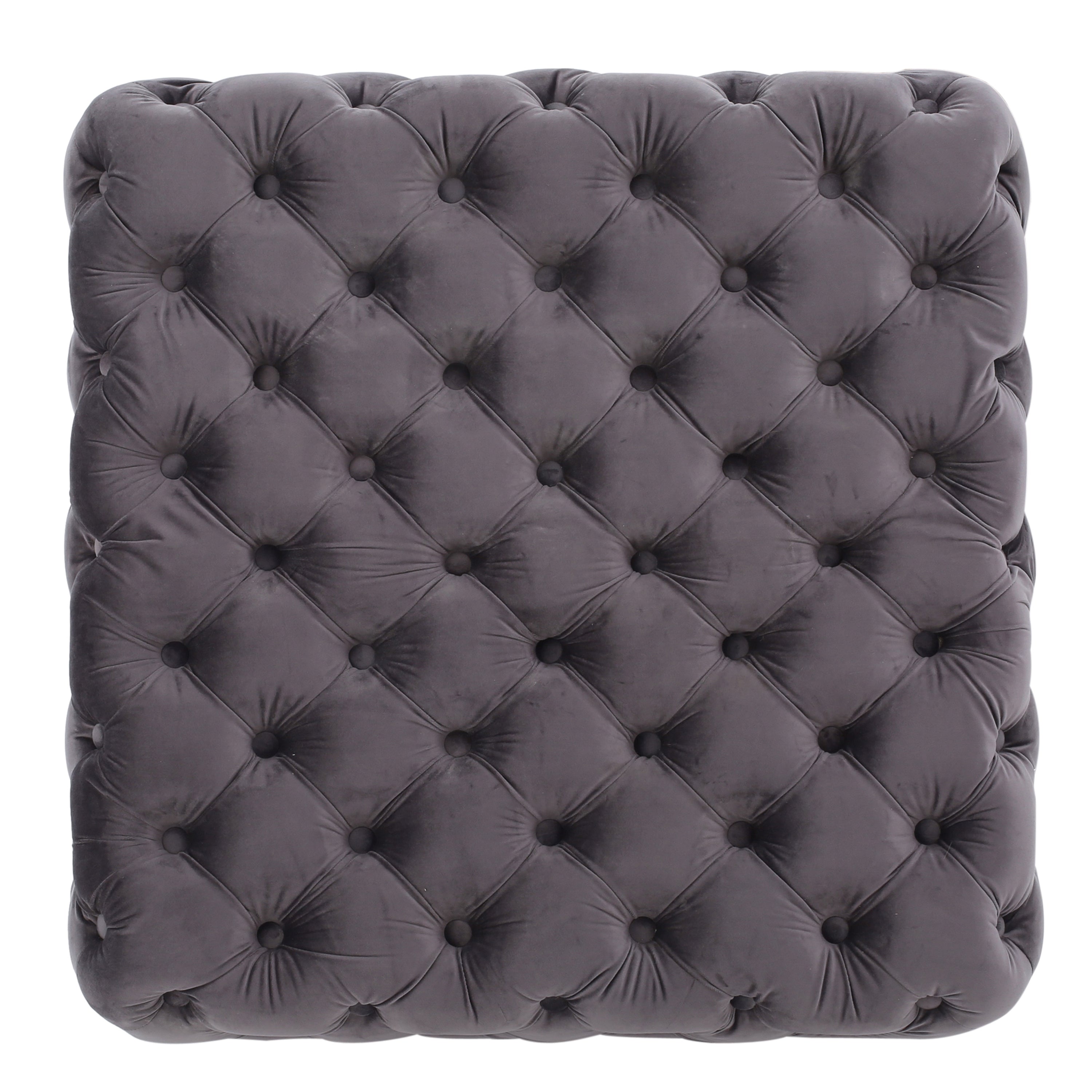 Modern Glam Velvet Ottoman – Button-Tufted Diamond Stitch, Coffee Table & Extra Seating, 29” Square