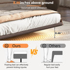 Christopher Knight Home Modern Floating Platform Bed with PU Leather & LED Under-Bed Lighting