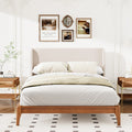 GDFStudio Julia Solid Bamboo 12 Inch Platform Bed with Upholstered High Headboard, Brown