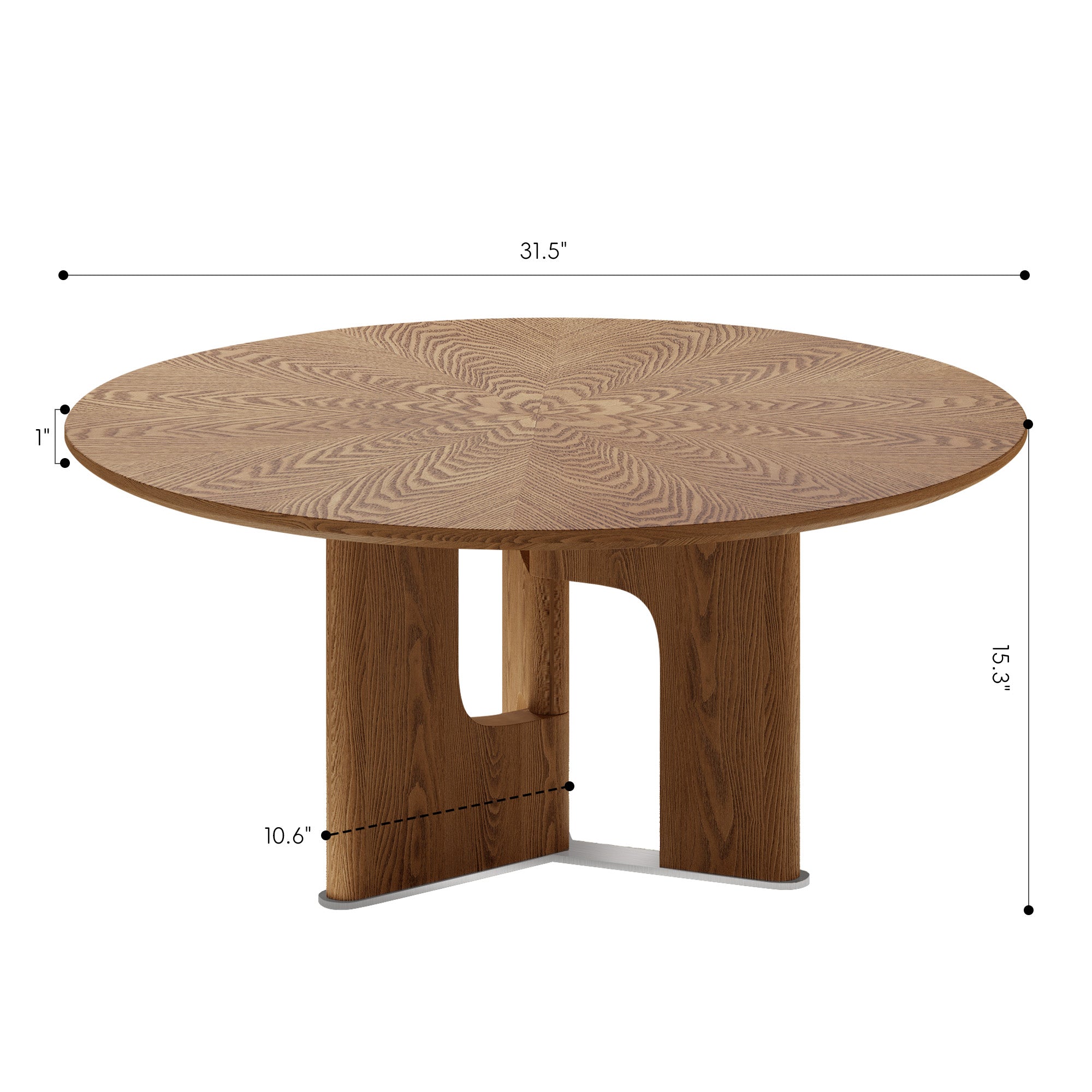 GDFStudio Zara Rustic Wooden Round Coffee Table, Walnut