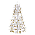 GDFStudio Noelle Modern Pre-Lit Artificial Christmas Tree with LED Lights and Metal Stand, 6FT with 150 Ball Ornaments