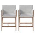 Christopher Knight Home Mavi Modern Rubberwood Upholstered Counter Stools with Arms (Set of 2)? Walnut