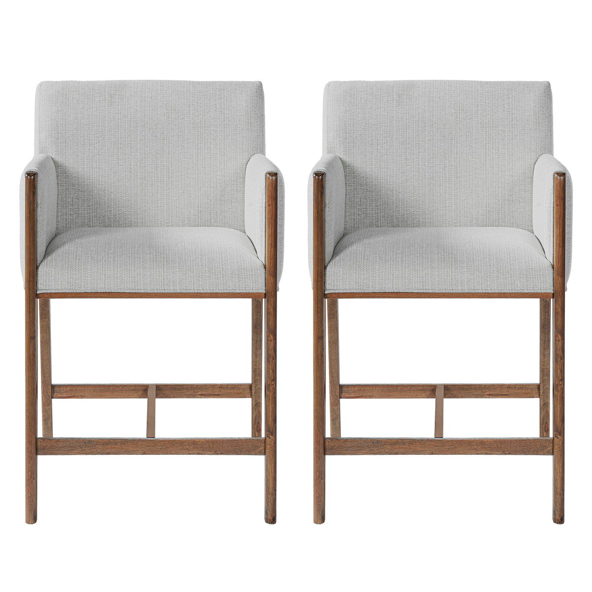 Christopher Knight Home Mavi Modern Rubberwood Upholstered Counter Stools with Arms (Set of 2)? Walnut