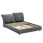 Christopher Knight Home Modern Fabric Upholstered Bed with Adjustable Cushion Headboard & Wood Slat Support