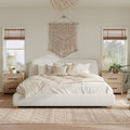 Christopher Knight Home Cotton Linen Upholstered Platform Bed with Solid Wood Legs & Metal Support Frame