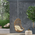 GDFStudio Gurley Outdoor/Indoor Wicker Hanging Chair with 8 Foot Chain (NO STAND), Beige/Light Brown