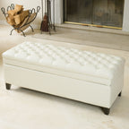 Christopher Knight Home Storage Ottoman ¨C Button-Tufted Seat, Hidden Storage & Solid Wood Legs