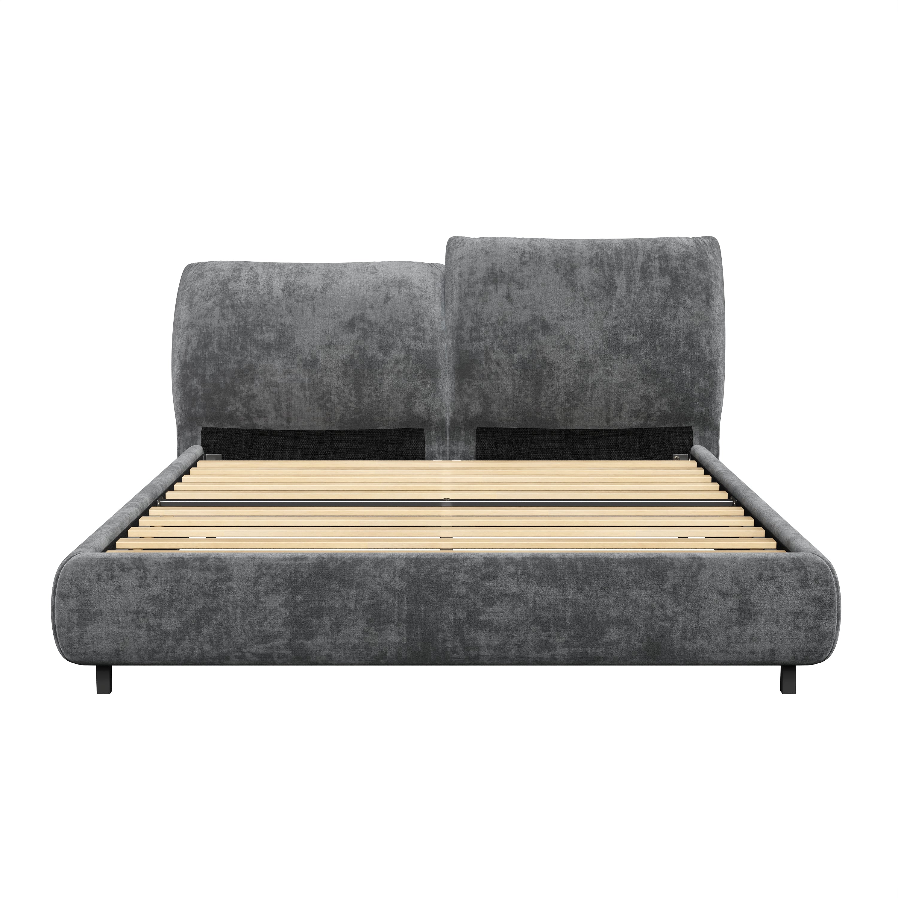 Christopher Knight Home Modern Fabric Upholstered Bed with Adjustable Cushion Headboard & Wood Slat Support