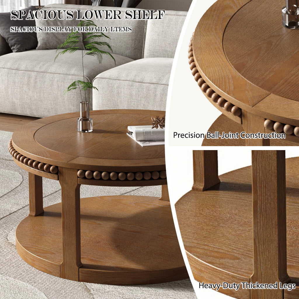 GDFStudio Chiori Modern 2-Tier Wooden 31" Round Coffee Table