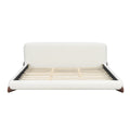 Christopher Knight Home Isabella Modern Upholstered Boucle Platform Bed with Thick Curved Headboard, White/King