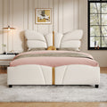 Christopher Knight Home Butterfly-Headboard PU Leather Platform Bed with Wood Slats & Metal Accents