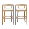 Christopher Knight Home Boris Upholstered Rubberwood Bar Stools with Open Curved Back (Set of 2), Light Ash
