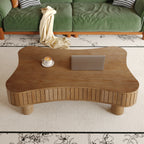GDFStudio Norton Mid-Century Modern Lift-Top Fluted Wood 42" Coffee Table with Hidden Compartment, Walnut