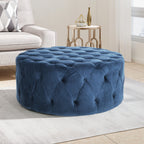 Christopher Knight Home 40" Tufted Velvet Square Ottoman – Oversized Modern Glam Cocktail Coffee Table Bench
