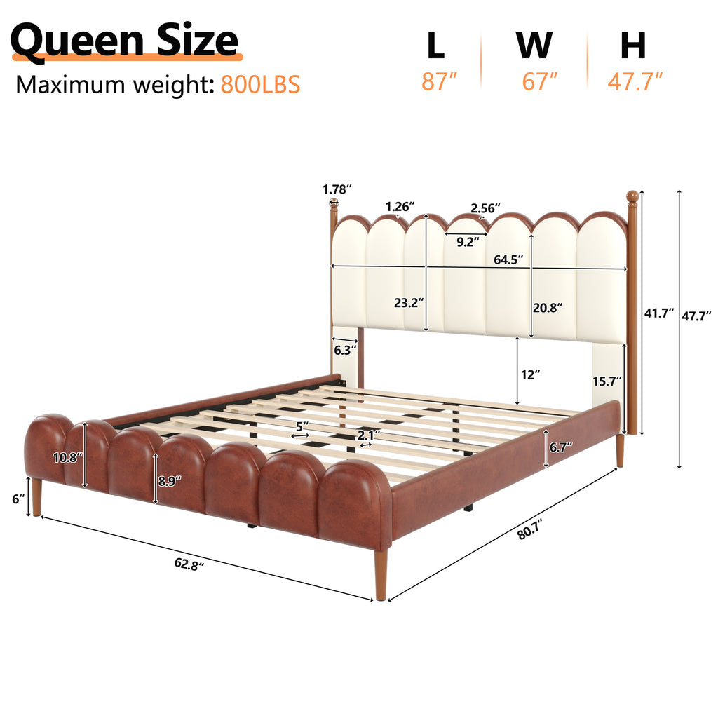 Christopher Knight Home Luxury Faux Leather Bed Frame with Curved Headboard & Solid Wood Support