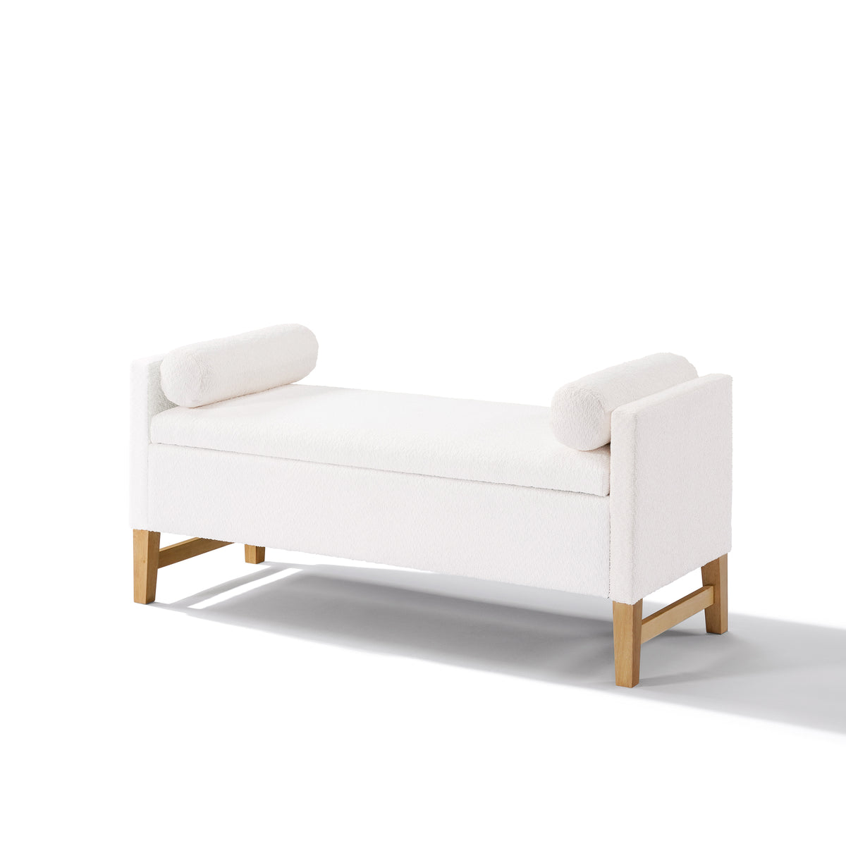 Christopher Knight Home Escoffier Modern Upholstered Storage Ottoman, Ivory-Boucle