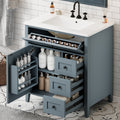 GDFStudio Lillian Modern Wood Freestanding Bathroom Vanity with Ceramic Sink and 3 Drawers, Blue Gray, 30"