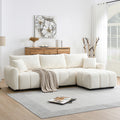 GDFStudio Jordan 110" Modular Boucle Upholstered L-Shape Sectional Sofa, Cream