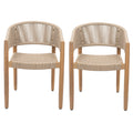Christopher Knight Home Tao Boho Patio Acacia Wood Dining Chairs with Rope Weaving (Set of 2), Light Brown