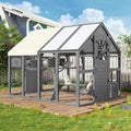 GDFStudio Atlas Outdoor Large Walk-In Wooden Catio Cat Enclosure with Bridges Platforms, Gray