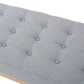 Christopher Knight Home Mid-Century Modern Tufted Upholstered Bench with Birch Wood Legs