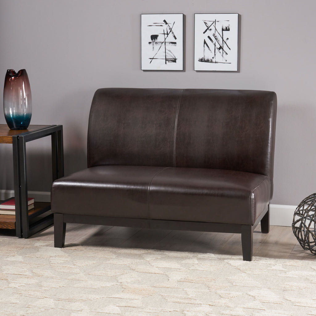 Christopher Knight Home Modern Upholstered Loveseat with Rubberwood Legs for Small Spaces