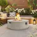 GDFStudio Ella 38.19'' MGO Propane Outdoor Fire Pit with Vertical Stripe Design, Beige