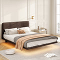 Christopher Knight Home Modern Floating Platform Bed with PU Leather & LED Under-Bed Lighting
