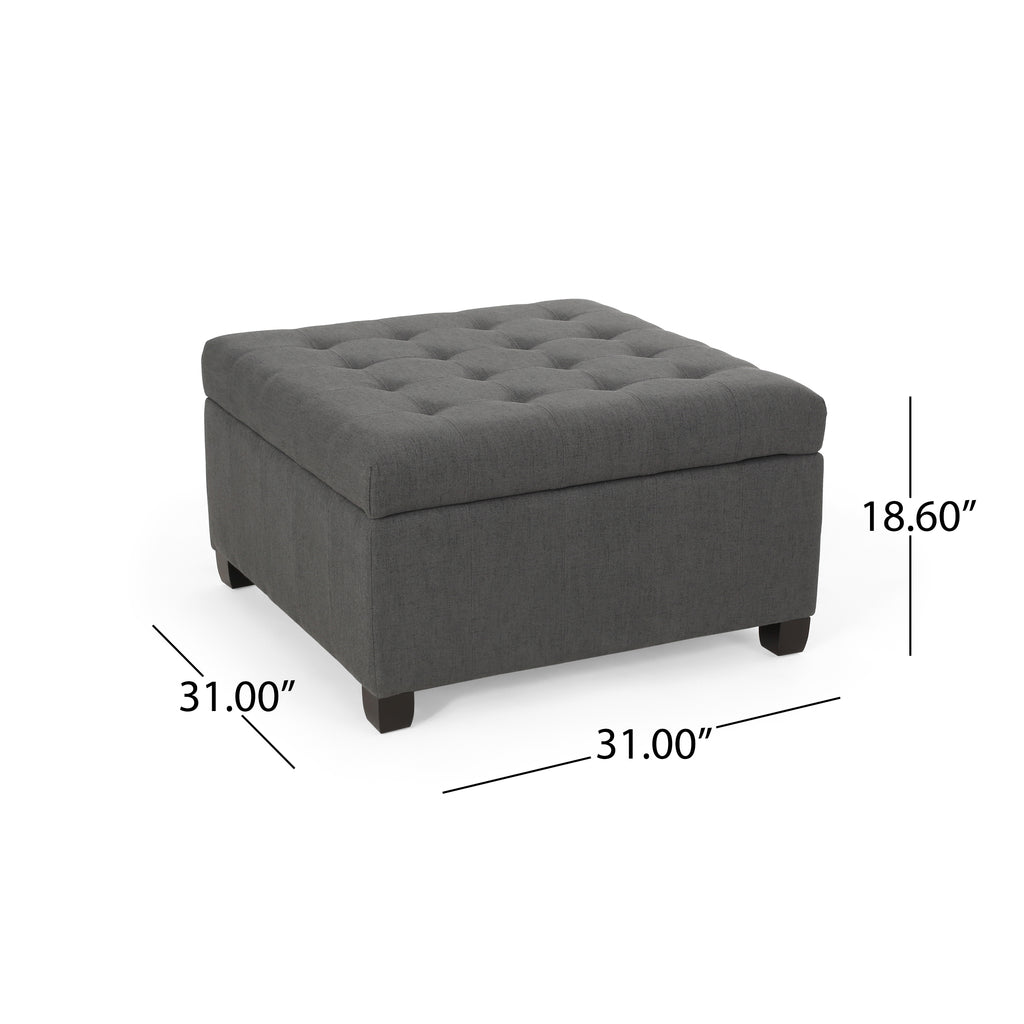 Tufted Square Storage Ottoman with Soft-Closing Hinges & Upholstered Lid