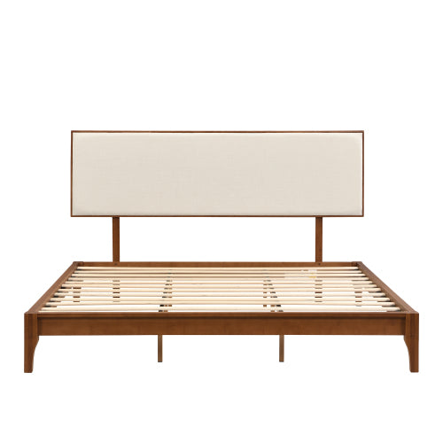 GDFStudio Jones Solid Bamboo Wood Platform Bed with Adjustable Bamboo Frame Headboard,King Size, Brown
