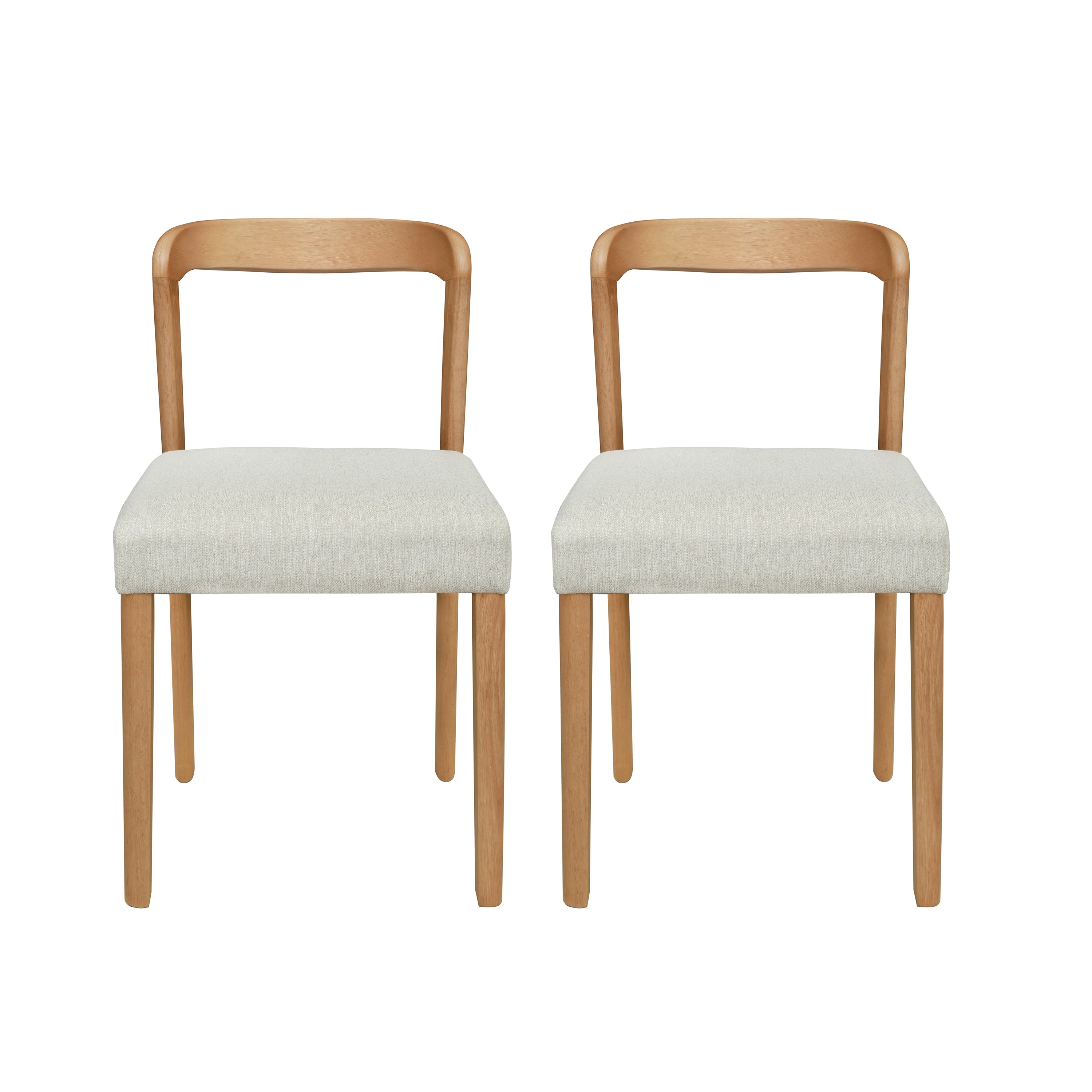 Christopher Knight Home Sonore Contemporary Rubberwood Upholstered Dining Chairs with Curved Open Back (Set of 2), Natural/Beige