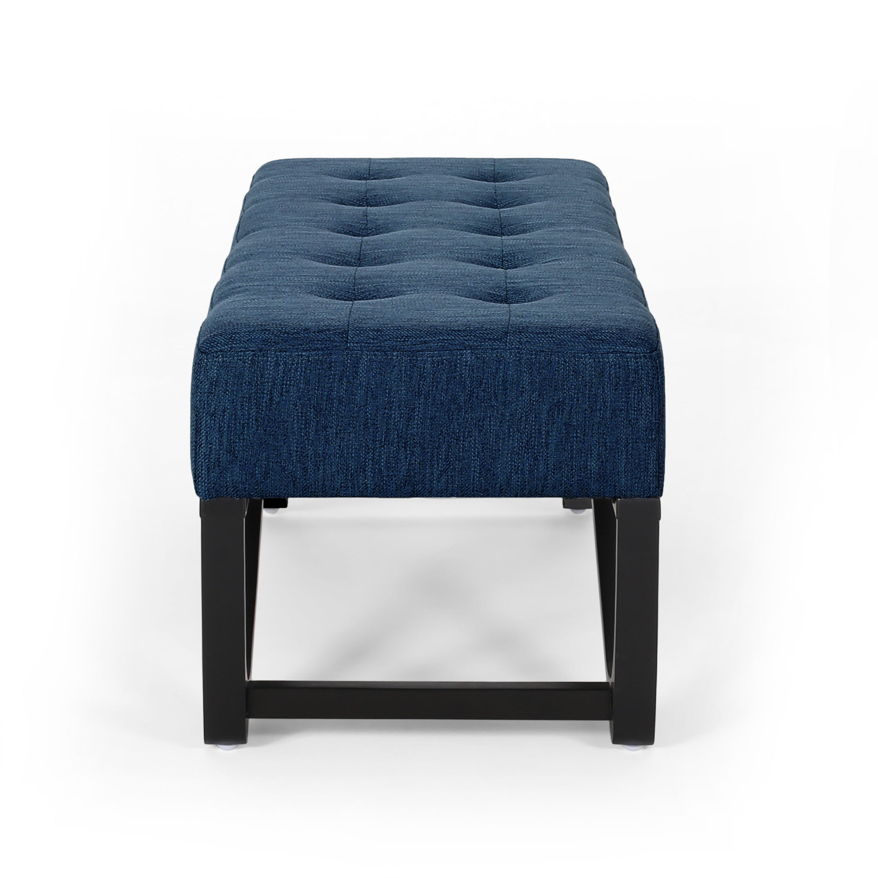 Christopher Knight Home Modern Upholstered Ottoman Bench with Tufted Waffle Stitch & Bentwood Base