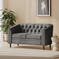 Tufted Loveseat with Birch Wood Legs – Modern Tub-Style Small Space Sofa