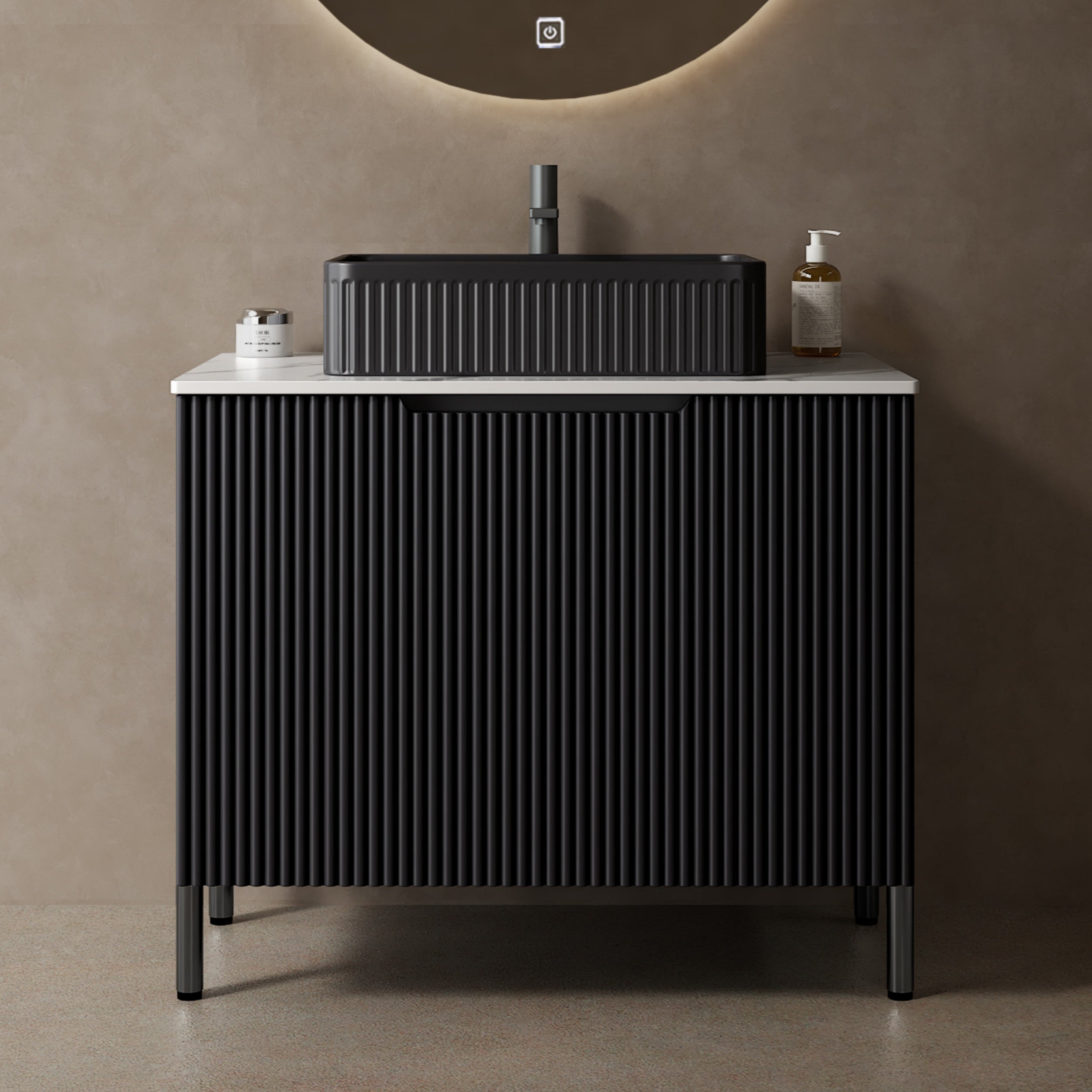 Christopher Knight Home Hamel Freestanding Bathroom Vanity with Glossy White Ceramic Basin