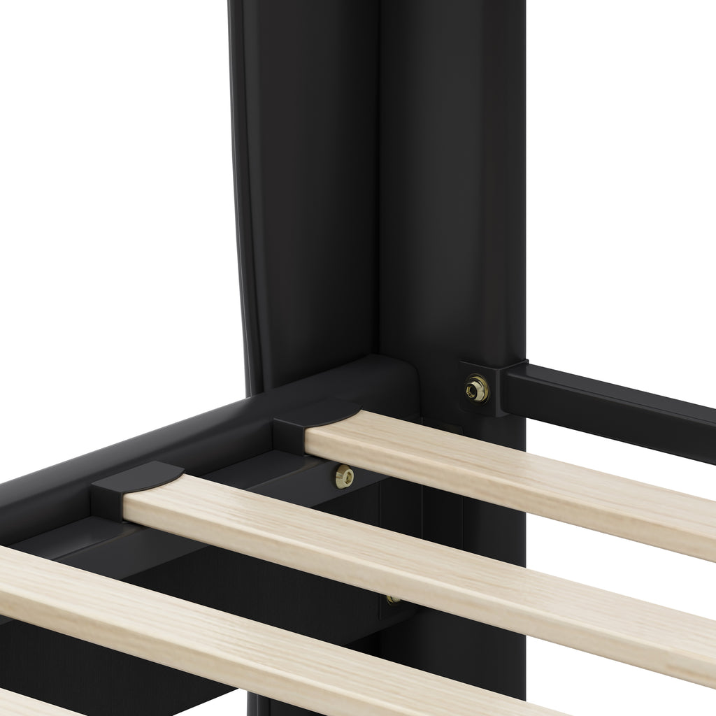 Christopher Knight Home Modern Faux Leather Platform Bed with Gold Metal Accents & Sturdy Wood-Metal Frame