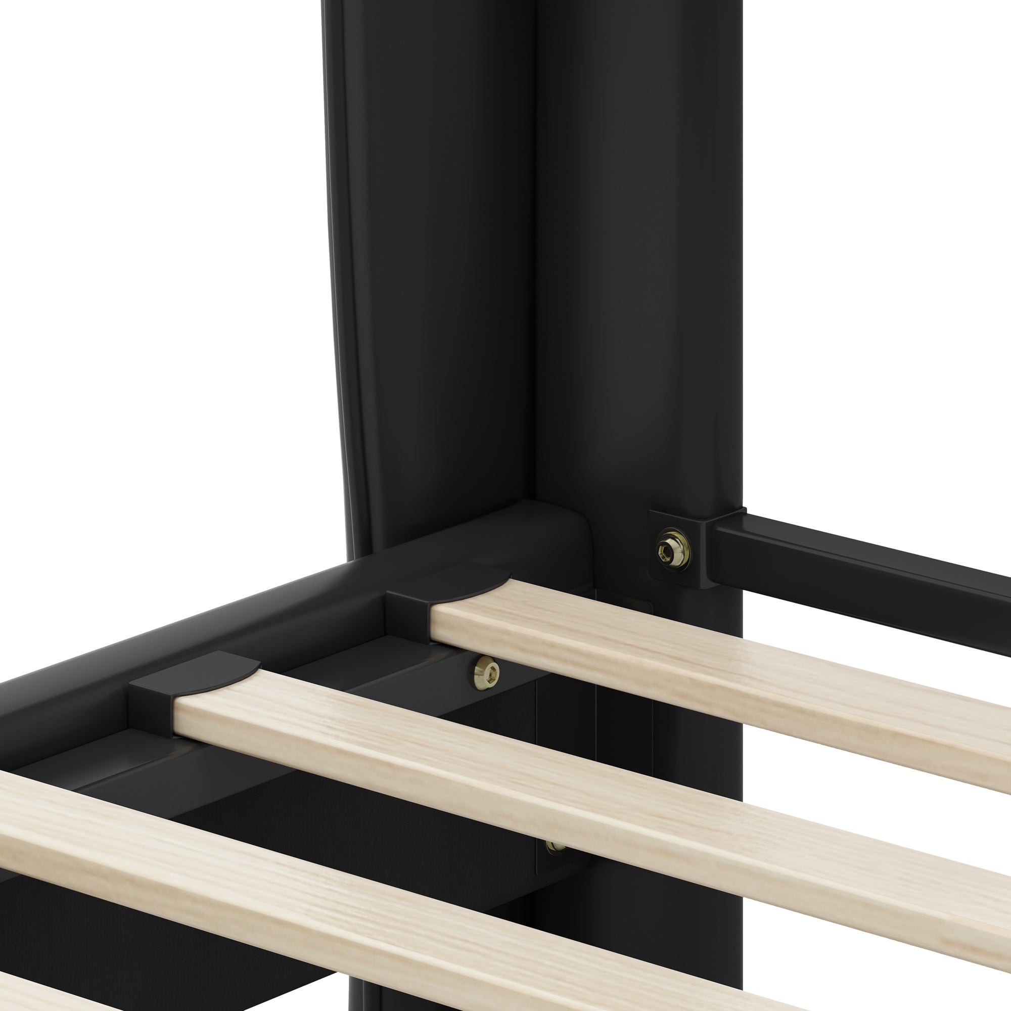 Christopher Knight Home Modern Faux Leather Platform Bed with Gold Metal Accents & Sturdy Wood-Metal Frame