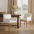 Christopher Knight Home Laure Modern Rubberwood Upholstered Dining Chairs with Arms (Set of 2), Natural/Beige