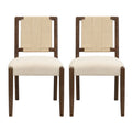 Christopher Knight Home Benitez Rubberwood Upholstered Woven Rope Backrest Dining Chair (Set of 2), Beige/Walnut