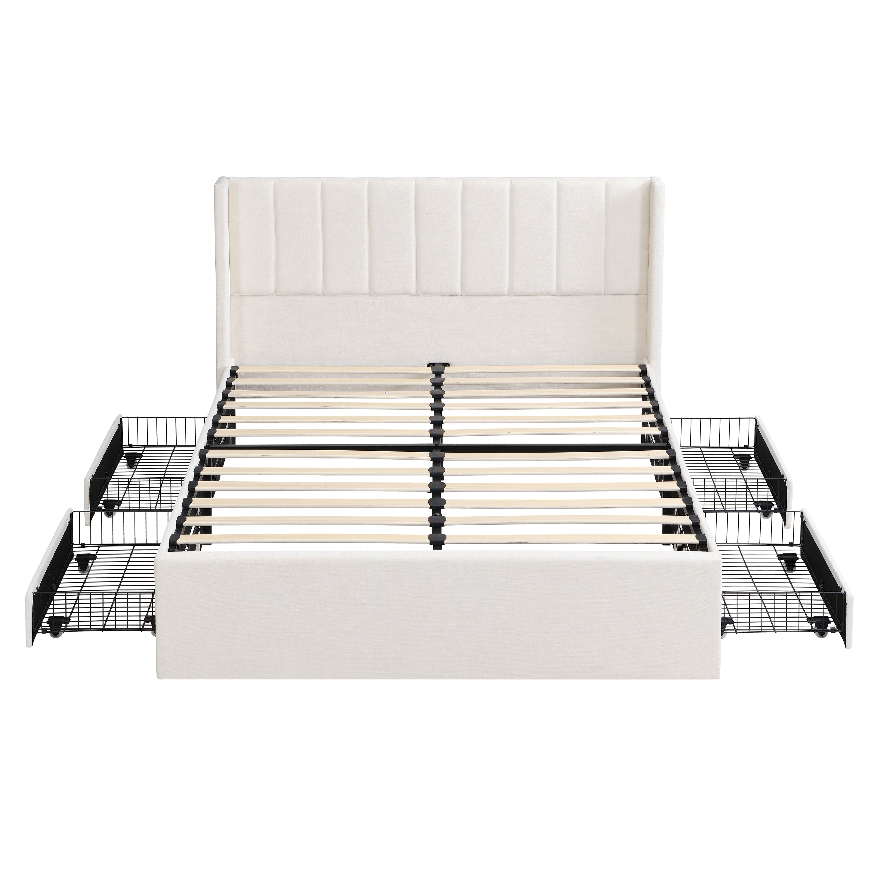 Christopher Knight Home Wioleta Modern Chenille Upholstered Platform Bed with 4 Drawers, Beige, Queen