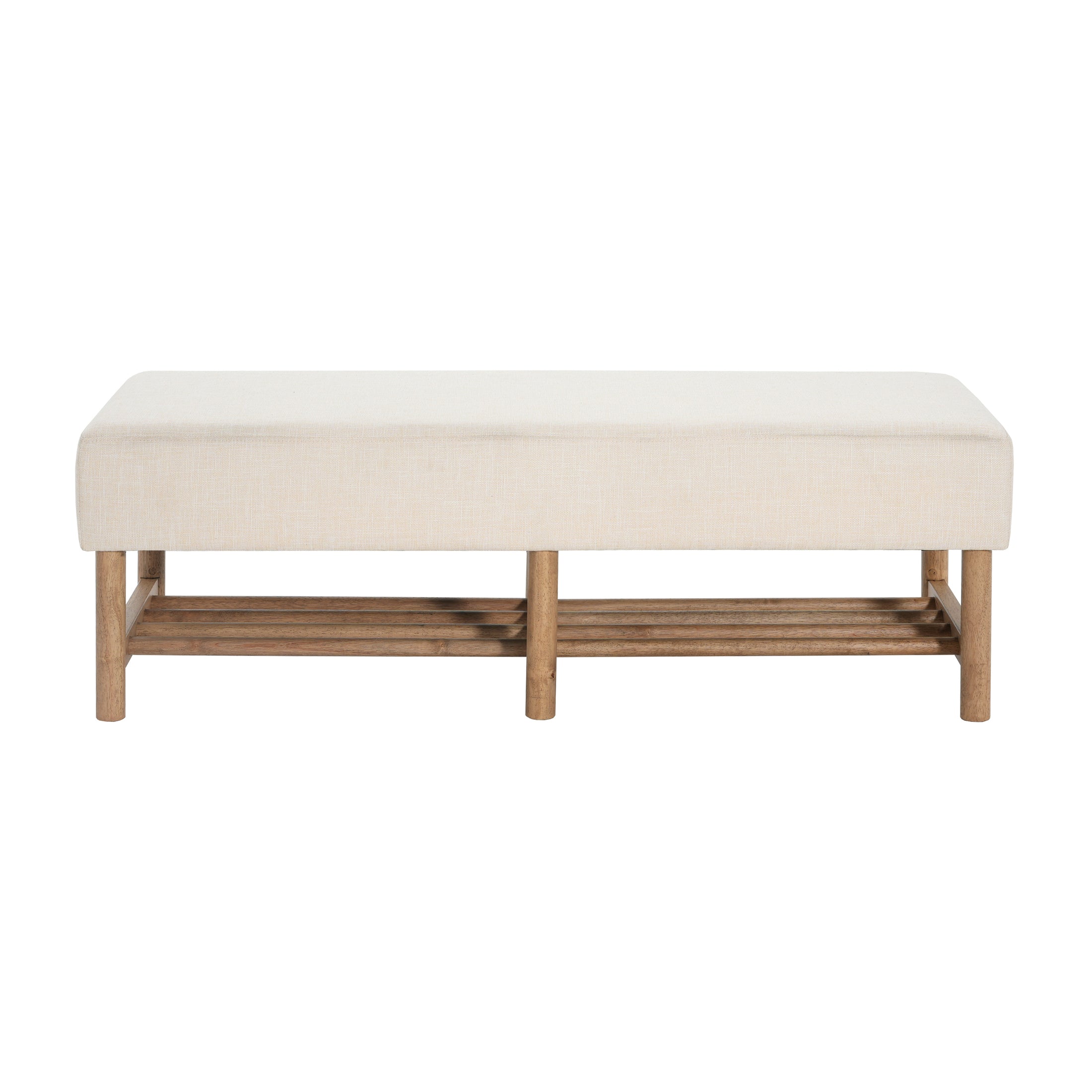 Christopher Knight Home Zarik Modern Rubberwood Linen Upholstered Bench, Beige