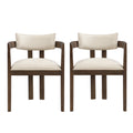 Christopher Knight Home Clarissa Rustic Upholstered Rubberwood Dining Chairs (Set of 2), Walnut