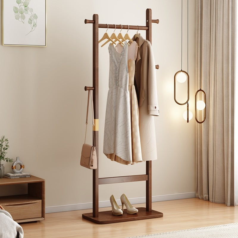 GDFStudio Harold Rustic Rubberwood Coat Rack, Walnut